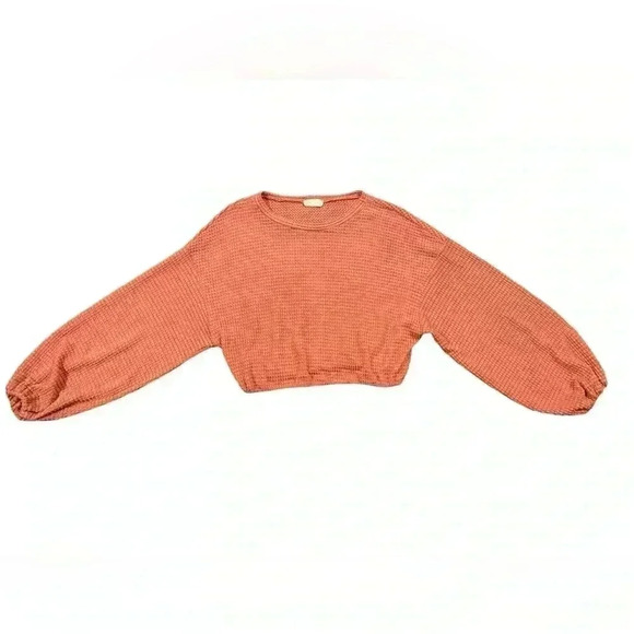 BUNDLE! Set of 2 Alter’d State Waffle Knit Cropped Balloon Sleeve Sweaters SizeS - Picture 2 of 6
